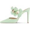 imageFSJ Women Sexy Pointed Toe Flowers Stiletto High Heel Mules Slip On Casual Party Dress Slide Sandal Shoes Size 415 USLight Green