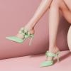 imageFSJ Women Sexy Pointed Toe Flowers Stiletto High Heel Mules Slip On Casual Party Dress Slide Sandal Shoes Size 415 USLight Green