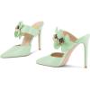imageFSJ Women Sexy Pointed Toe Flowers Stiletto High Heel Mules Slip On Casual Party Dress Slide Sandal Shoes Size 415 USLight Green