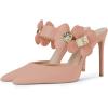 imageFSJ Women Sexy Pointed Toe Flowers Stiletto High Heel Mules Slip On Casual Party Dress Slide Sandal Shoes Size 415 USLight Pink