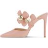 imageFSJ Women Sexy Pointed Toe Flowers Stiletto High Heel Mules Slip On Casual Party Dress Slide Sandal Shoes Size 415 USLight Pink