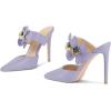 imageFSJ Women Sexy Pointed Toe Flowers Stiletto High Heel Mules Slip On Casual Party Dress Slide Sandal Shoes Size 415 USLight Purple