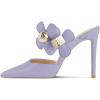 imageFSJ Women Sexy Pointed Toe Flowers Stiletto High Heel Mules Slip On Casual Party Dress Slide Sandal Shoes Size 415 USLight Purple