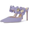 imageFSJ Women Sexy Pointed Toe Flowers Stiletto High Heel Mules Slip On Casual Party Dress Slide Sandal Shoes Size 415 USLight Purple