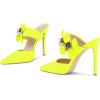 imageFSJ Women Sexy Pointed Toe Flowers Stiletto High Heel Mules Slip On Casual Party Dress Slide Sandal Shoes Size 415 USLight Yellow