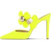 imageFSJ Women Sexy Pointed Toe Flowers Stiletto High Heel Mules Slip On Casual Party Dress Slide Sandal Shoes Size 415 USLight Yellow