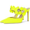 imageFSJ Women Sexy Pointed Toe Flowers Stiletto High Heel Mules Slip On Casual Party Dress Slide Sandal Shoes Size 415 USLight Yellow
