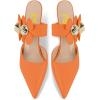 imageFSJ Women Sexy Pointed Toe Flowers Stiletto High Heel Mules Slip On Casual Party Dress Slide Sandal Shoes Size 415 USOrange