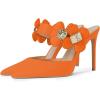 imageFSJ Women Sexy Pointed Toe Flowers Stiletto High Heel Mules Slip On Casual Party Dress Slide Sandal Shoes Size 415 USOrange