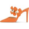 imageFSJ Women Sexy Pointed Toe Flowers Stiletto High Heel Mules Slip On Casual Party Dress Slide Sandal Shoes Size 415 USOrange
