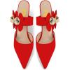 imageFSJ Women Sexy Pointed Toe Flowers Stiletto High Heel Mules Slip On Casual Party Dress Slide Sandal Shoes Size 415 USRed