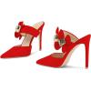 imageFSJ Women Sexy Pointed Toe Flowers Stiletto High Heel Mules Slip On Casual Party Dress Slide Sandal Shoes Size 415 USRed