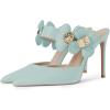 imageFSJ Women Sexy Pointed Toe Flowers Stiletto High Heel Mules Slip On Casual Party Dress Slide Sandal Shoes Size 415 USSky Blue