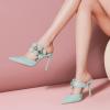 imageFSJ Women Sexy Pointed Toe Flowers Stiletto High Heel Mules Slip On Casual Party Dress Slide Sandal Shoes Size 415 USSky Blue