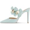 imageFSJ Women Sexy Pointed Toe Flowers Stiletto High Heel Mules Slip On Casual Party Dress Slide Sandal Shoes Size 415 USSky Blue