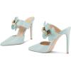 imageFSJ Women Sexy Pointed Toe Flowers Stiletto High Heel Mules Slip On Casual Party Dress Slide Sandal Shoes Size 415 USSky Blue