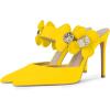 imageFSJ Women Sexy Pointed Toe Flowers Stiletto High Heel Mules Slip On Casual Party Dress Slide Sandal Shoes Size 415 USYellow