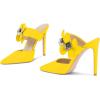 imageFSJ Women Sexy Pointed Toe Flowers Stiletto High Heel Mules Slip On Casual Party Dress Slide Sandal Shoes Size 415 USYellow
