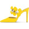 imageFSJ Women Sexy Pointed Toe Flowers Stiletto High Heel Mules Slip On Casual Party Dress Slide Sandal Shoes Size 415 USYellow