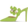 imageFSJ Women Sexy Pointed Toe Flowers Stiletto High Heel Mules Slip On Casual Party Dress Slide Sandal Shoes Size 415 USYellow Green