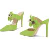 imageFSJ Women Sexy Pointed Toe Flowers Stiletto High Heel Mules Slip On Casual Party Dress Slide Sandal Shoes Size 415 USYellow Green