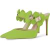 imageFSJ Women Sexy Pointed Toe Flowers Stiletto High Heel Mules Slip On Casual Party Dress Slide Sandal Shoes Size 415 USYellow Green