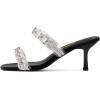 imageFSJ Women Summer Heeled Sandals Two Straps Mules Low Mid Heels Clear PVC Pearls Open Toe Slip On Casual Dress Shoes Size 415 USBlack