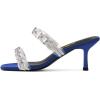 imageFSJ Women Summer Heeled Sandals Two Straps Mules Low Mid Heels Clear PVC Pearls Open Toe Slip On Casual Dress Shoes Size 415 USBlue