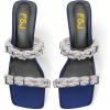 imageFSJ Women Summer Heeled Sandals Two Straps Mules Low Mid Heels Clear PVC Pearls Open Toe Slip On Casual Dress Shoes Size 415 USBlue