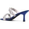 imageFSJ Women Summer Heeled Sandals Two Straps Mules Low Mid Heels Clear PVC Pearls Open Toe Slip On Casual Dress Shoes Size 415 USBlue