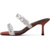 imageFSJ Women Summer Heeled Sandals Two Straps Mules Low Mid Heels Clear PVC Pearls Open Toe Slip On Casual Dress Shoes Size 415 USBrown