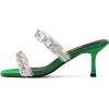 imageFSJ Women Summer Heeled Sandals Two Straps Mules Low Mid Heels Clear PVC Pearls Open Toe Slip On Casual Dress Shoes Size 415 USGreen