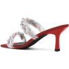 imageFSJ Women Summer Heeled Sandals Two Straps Mules Low Mid Heels Clear PVC Pearls Open Toe Slip On Casual Dress Shoes Size 415 USRed