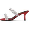 imageFSJ Women Summer Heeled Sandals Two Straps Mules Low Mid Heels Clear PVC Pearls Open Toe Slip On Casual Dress Shoes Size 415 USRed
