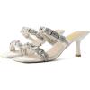 imageFSJ Women Summer Heeled Sandals Two Straps Mules Low Mid Heels Clear PVC Pearls Open Toe Slip On Casual Dress Shoes Size 415 USWhite