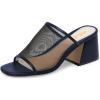 imageFSJ Women Comfortable Mesh Open Toe Sandal Chunky High Heels Mules Slide Summer Shoes Size 415 USNavy