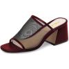 imageFSJ Women Comfortable Mesh Open Toe Sandal Chunky High Heels Mules Slide Summer Shoes Size 415 USWine