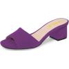 imageFSJ Women Comfy Peep Toe Sandals Low Chunky Heels Mules Casual Summer Office Lady Shoes Size 415 USPurple