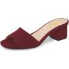 imageFSJ Women Comfy Peep Toe Sandals Low Chunky Heels Mules Casual Summer Office Lady Shoes Size 415 USWine
