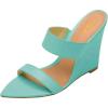 imageFSJ Women Fashion Open Toe Wedge Sandals High Heels Mules Double Straps Slip On Party Shoes Size 415 USTurquoise