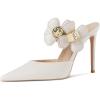 imageFSJ Women Sexy Pointed Toe Flowers Stiletto High Heel Mules Slip On Casual Party Dress Slide Sandal Shoes Size 415 USBeige