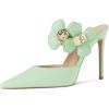 imageFSJ Women Sexy Pointed Toe Flowers Stiletto High Heel Mules Slip On Casual Party Dress Slide Sandal Shoes Size 415 USLight Green