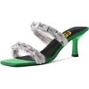 imageFSJ Women Summer Heeled Sandals Two Straps Mules Low Mid Heels Clear PVC Pearls Open Toe Slip On Casual Dress Shoes Size 415 USGreen