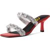 imageFSJ Women Summer Heeled Sandals Two Straps Mules Low Mid Heels Clear PVC Pearls Open Toe Slip On Casual Dress Shoes Size 415 USRed