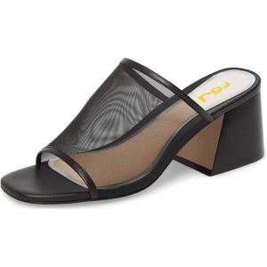 imageFSJ Women Comfortable Mesh Open Toe Sandal Chunky High Heels Mules Slide Summer Shoes Size 415 USBlack