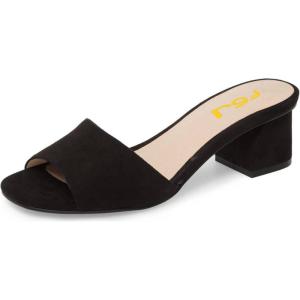 imageFSJ Women Comfy Peep Toe Sandals Low Chunky Heels Mules Casual Summer Office Lady Shoes Size 415 USBlack