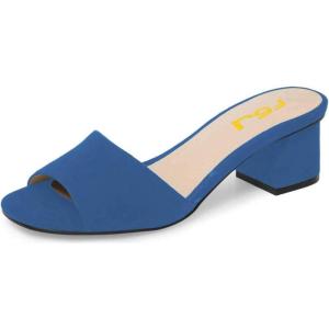 imageFSJ Women Comfy Peep Toe Sandals Low Chunky Heels Mules Casual Summer Office Lady Shoes Size 415 USBlue