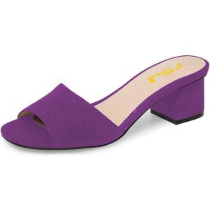 imageFSJ Women Comfy Peep Toe Sandals Low Chunky Heels Mules Casual Summer Office Lady Shoes Size 415 USPurple