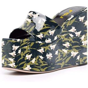 imageFSJ Women Open Toe Slide Wedge Sandals Platform Summer Casual High Heels Formal Outfit Shoes Size US 412Flower
