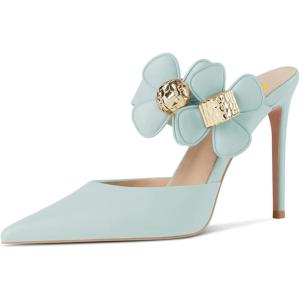 imageFSJ Women Sexy Pointed Toe Flowers Stiletto High Heel Mules Slip On Casual Party Dress Slide Sandal Shoes Size 415 USSky Blue
